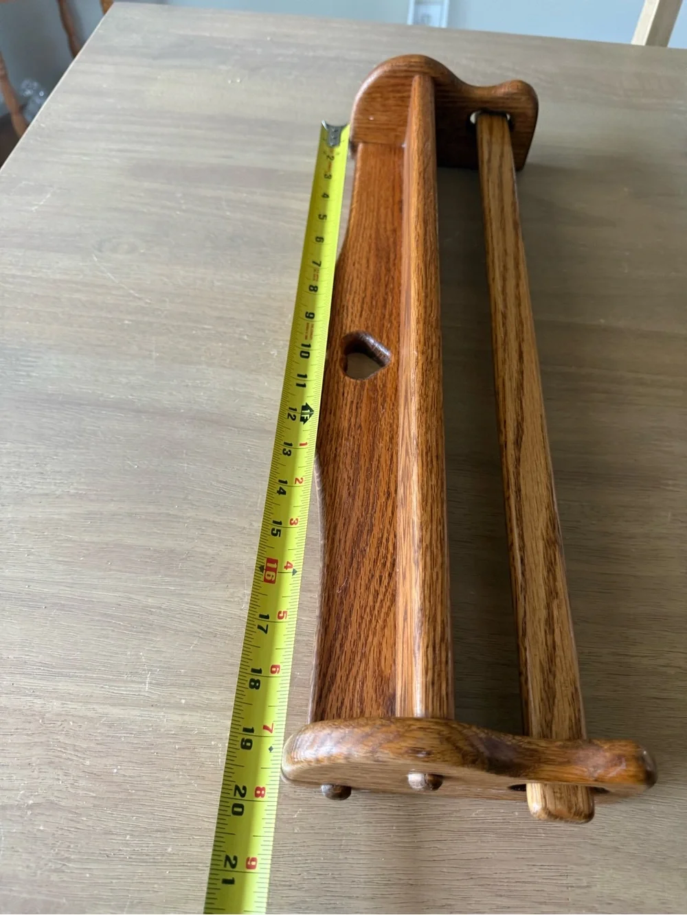 Vintage handmade wooden heart shelf with dowel for towels, small blankets etc